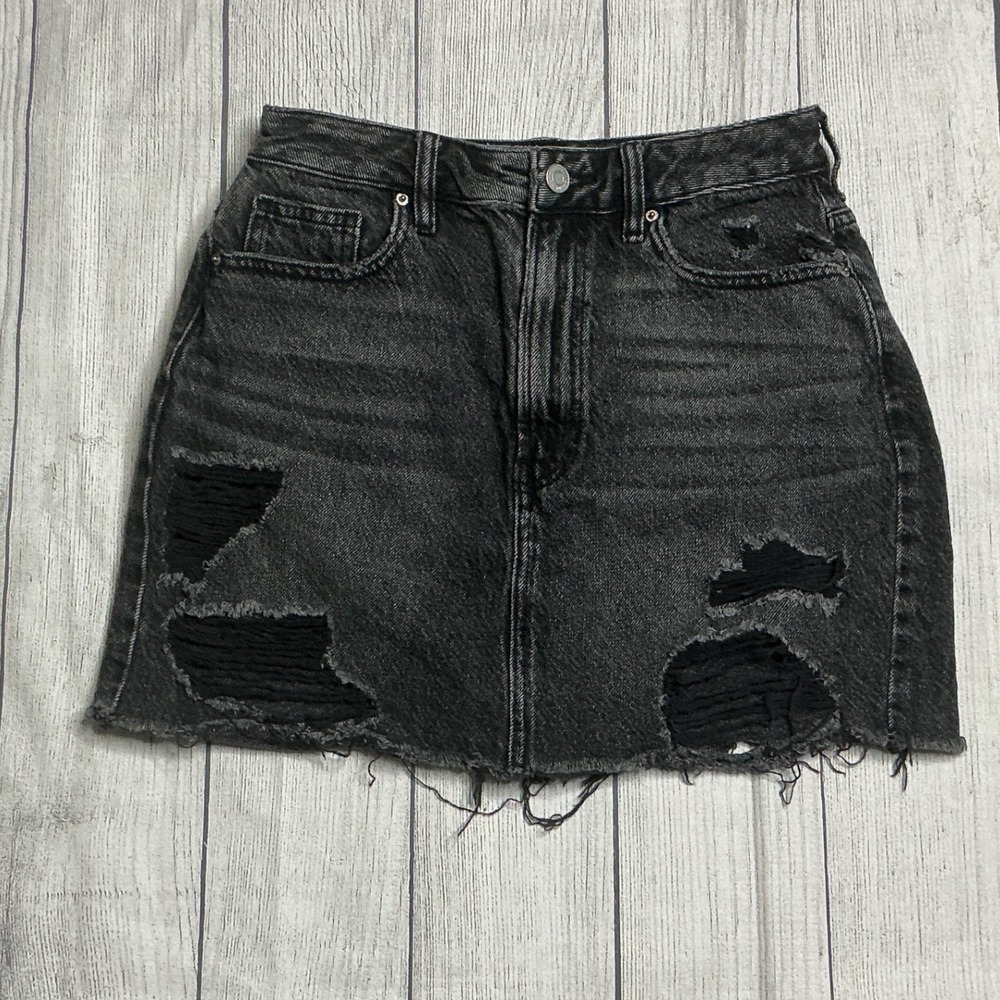 Pac Sun Distressed Acid Wash Denim Skirt Women 26" GUC